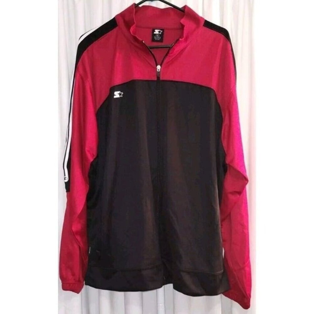 Classic Starter Jacket Zip Up Red & Black Men's Extra Large